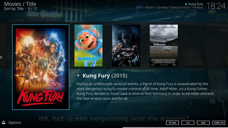 Kodi v17 Estuary: movie description (layout 2)