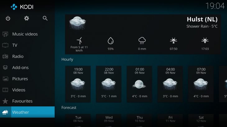 Kodi v17 Estuary: weather