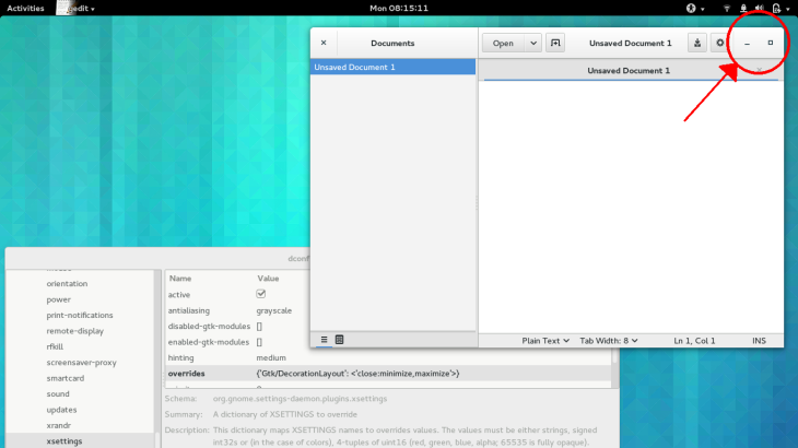 minimize maximize gnome