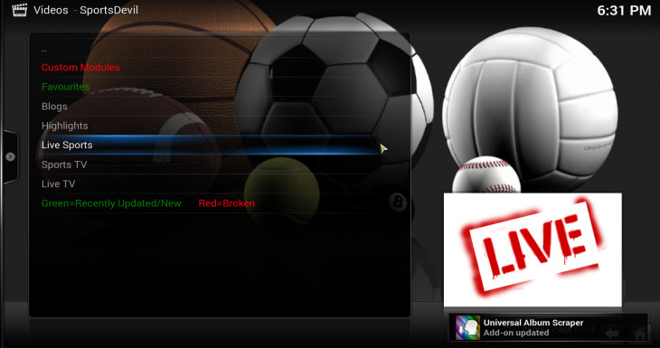 Live sportsdevil xbmc