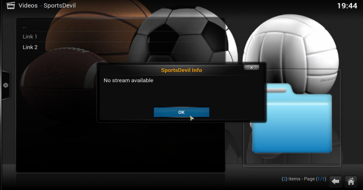 SportsDevil - no streams available