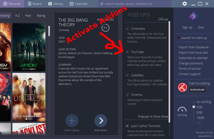 Stremio activate addons