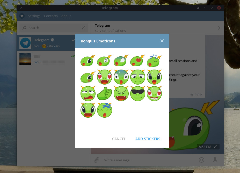 Konqi Telegram stickers