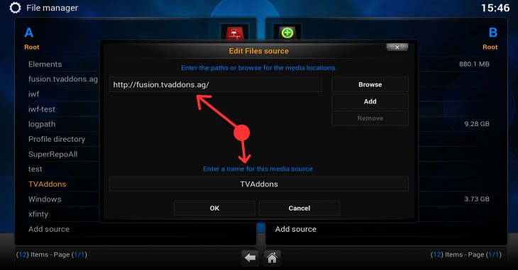 Kodi add source - TVaddons