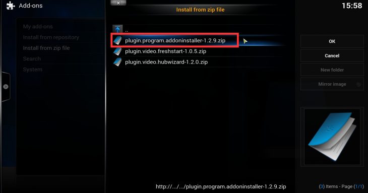 TVaddons - install addoninstaller plugin