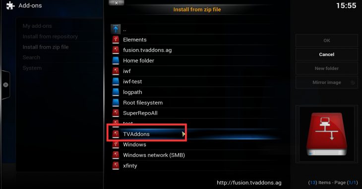 TVaddons source connection