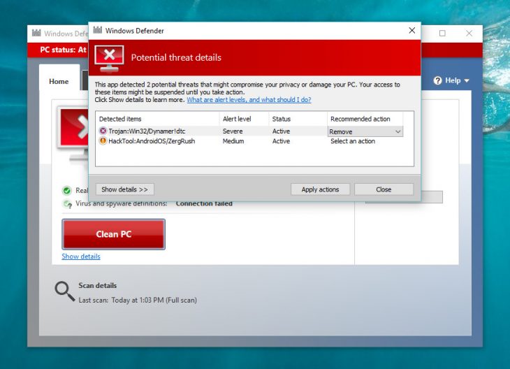 Windows defender finds false viruses