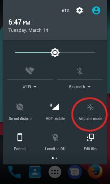 Switch Android's Airplane mode on or off